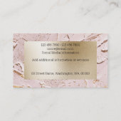 Rosa Goldlackmarbild-Fleck-Kalligrafie-Name Visitenkarte (Rückseite)