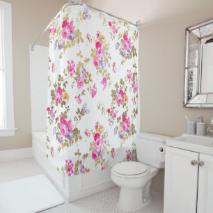 Rosa Goldland boho floral Duschvorhang