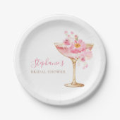 Rosa Goldleder und Prosecco-Brautparty Pappteller (Vorderseite)