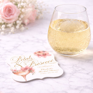 Rosa Goldleder und Prosecco-Brautparty Untersetzer