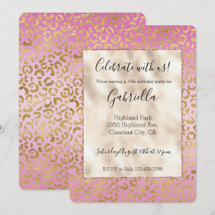 Rosa Goldleopard Einladung
