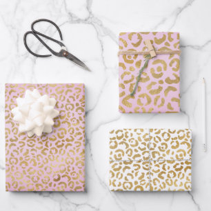 Rosa Goldleopard        Geschenkpapier Set