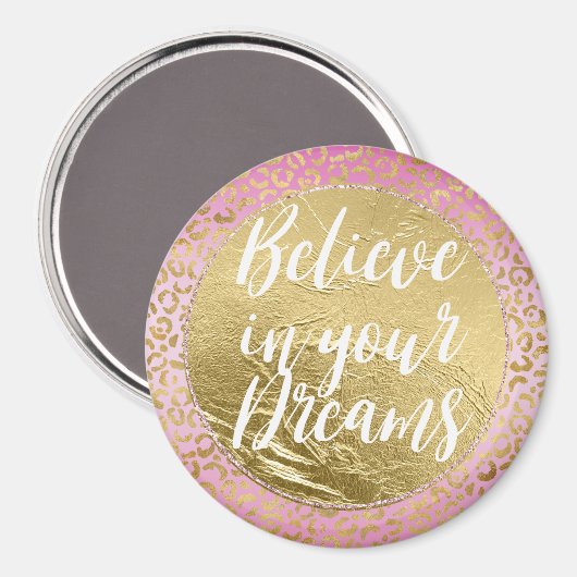Rosa Goldleopard Magnet (Vorderseite/Rückseite)