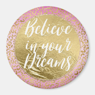 Rosa Goldleopard Magnet