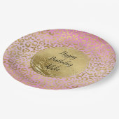  Rosa Goldleopard   Pappteller (Schrägansicht)