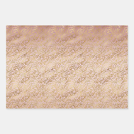 Rosa Goldleopard Print Blush Glitzer Geschenkpapier Set (Vorderseite 3)