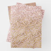 Rosa Goldleopard Print Blush Glitzer Geschenkpapier Set (Beispiel)