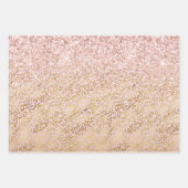 Rosa Goldleopard Print Blush Glitzer Geschenkpapier Set (Vorderseite)