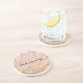 Rosa Goldleopard Print Blush Glitzer Getränkeuntersetzer (Seite)