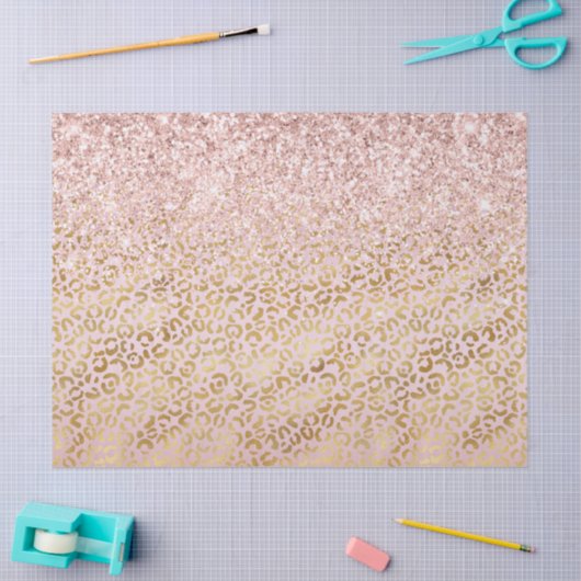 Rosa Goldleopard Print Blush Glitzer Seidenpapier (Basteln)