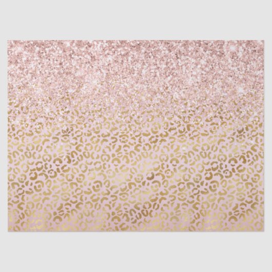 Rosa Goldleopard Print Blush Glitzer     Seidenpapier (Vorderseite)