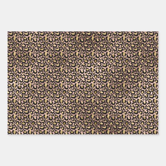 Rosa Goldleopard Print Sparkon Geschenkpapier Set (Vorderseite 2)
