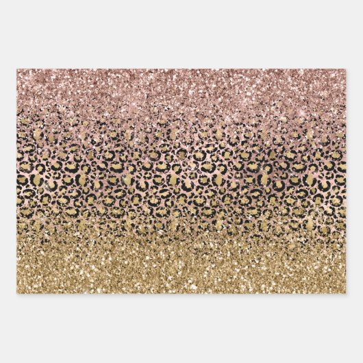 Rosa Goldleopard Print Sparkon Geschenkpapier Set (Vorderseite)
