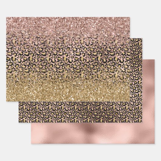 Rosa Goldleopard Print Sparkon Geschenkpapier Set (Set)