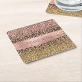 Rosa Goldleopard Print Sparkon Rechteckiger Pappuntersetzer (angewinkelt)