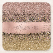 Rosa Goldleopard Print Sparkon Rechteckiger Pappuntersetzer (Vorderseite)