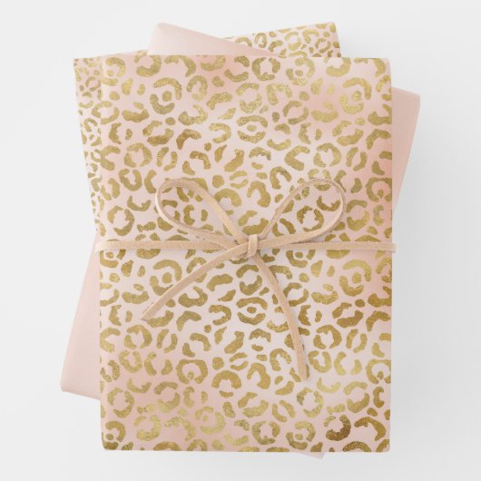 Rosa Goldleopard-Printwerbung Geschenkpapier Set (Beispiel)