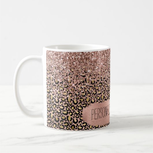 Rosa Goldleopardruckspingel Kaffeetasse (Links)