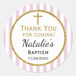 Rosa Goldmädchen-Taufe danken Ihnen, Umbauten zu Runder Aufkleber