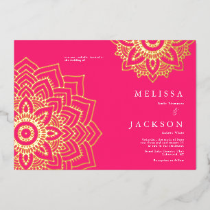 Rosa Goldmandala Hochzeitsfoil Einladung