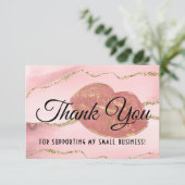 Rosa Goldmarmor Agate Lip Gloss Makeup Dankeskarte (Stehend Vorderseite)