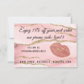 Rosa Goldmarmor Agate Lip Gloss Makeup Dankeskarte (Rückseite)