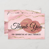 Rosa Goldmarmor Agate Lip Gloss Makeup Dankeskarte (Vorne/Hinten)