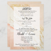 Rosa Goldmarmor, arabisch-englische Hochzeit Einladung (Vorne/Hinten)
