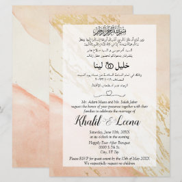 Rosa Goldmarmor, arabisch-englische Hochzeit Einladung