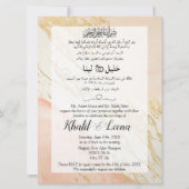 Rosa Goldmarmor, arabisch-englische Hochzeit Einladung (Vorderseite)