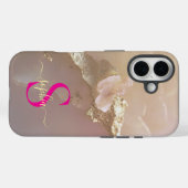 Rosa Goldmarmor Gold Glitter Monogramm Case-Mate iPhone Hülle (Rückseite (Horizontal))