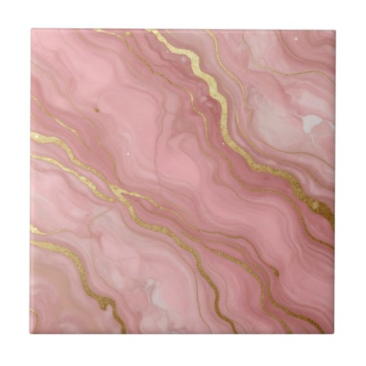 Rosa Goldmarmor Luxus Abstract Fliese (Vorderseite)