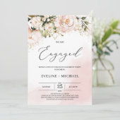 Rosa Goldmedaille boho blumenreiche Verlobungspart Einladung (Stehend Vorderseite)