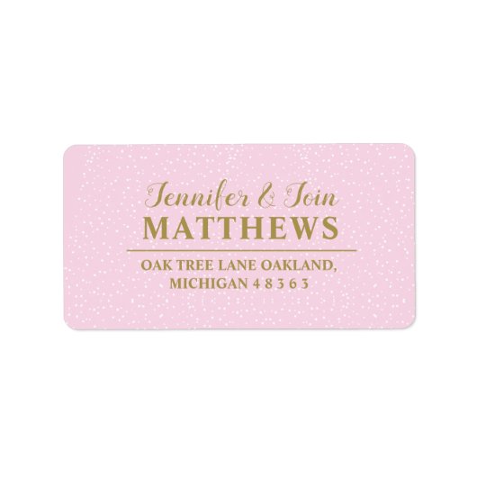 Rosa Goldmedaille Glitzer Sparkle Monogramm Hochze Adressaufkleber (Vorne)