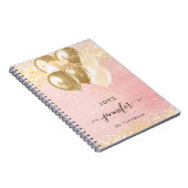 Rosa Goldmedaille Glitzern-Ballons Notizblock (Rechte Seite)