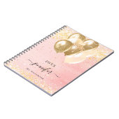 Rosa Goldmedaille Glitzern-Ballons Notizblock (Linke Seite)