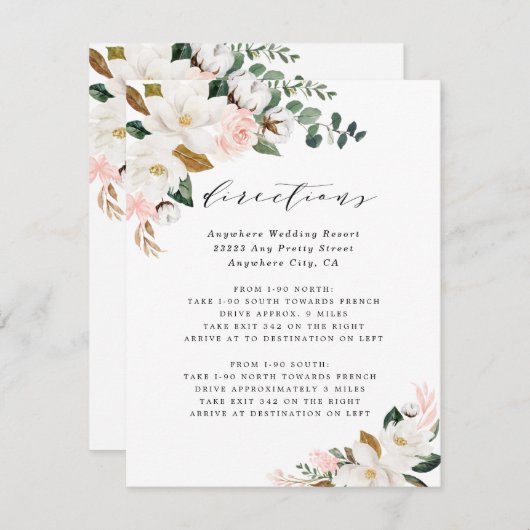 Rosa Goldmedaille Weißer Magnolia Blumenstrauß Hoc Begleitkarte (Vorne/Hinten)