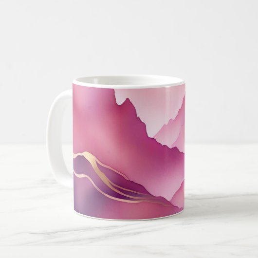 Rosa Goldmetall-Marmorstein Kaffeetasse (Vorderseite Links)