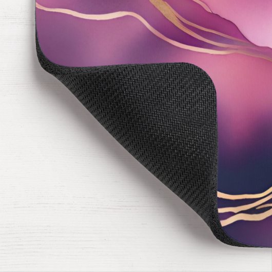 Rosa Goldmetall-Marmorstein Mousepad (Ecke)