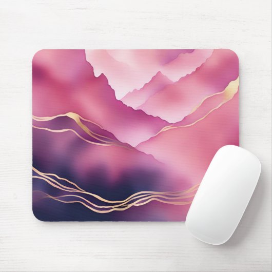 Rosa Goldmetall-Marmorstein Mousepad (Mit Mouse)