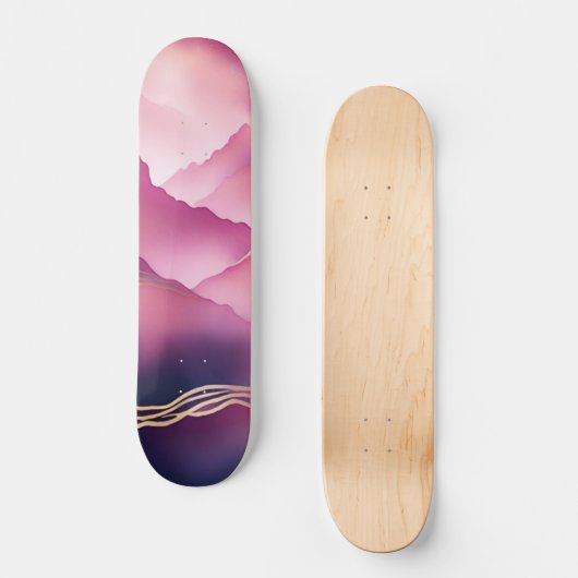 Rosa Goldmetall-Marmorstein Skateboard (Vorderseite)