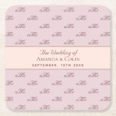 Rosa Goldmonogramm-Initialen Rechteckiger Pappuntersetzer (Vorderseite)