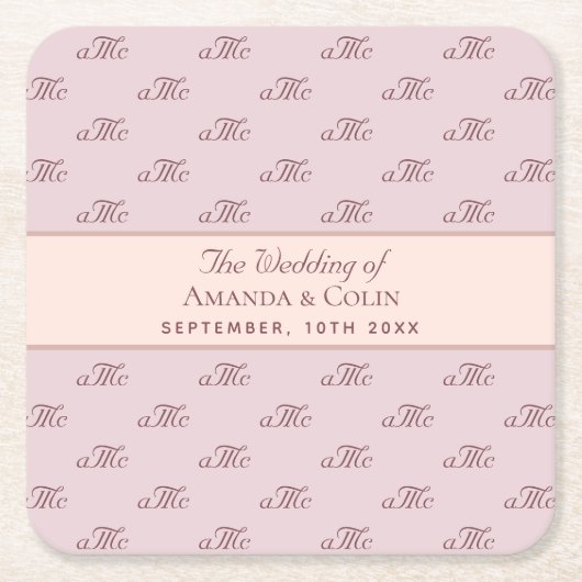 Rosa Goldmonogramm-Initialen Rechteckiger Pappuntersetzer (Vorderseite)