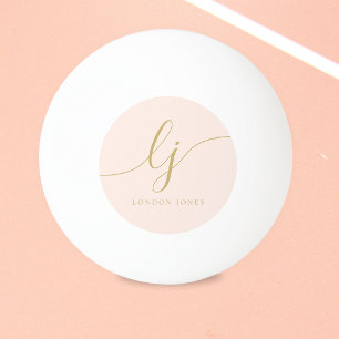 Rosa Goldmonogramm und Name Personalisiert Tischtennisball