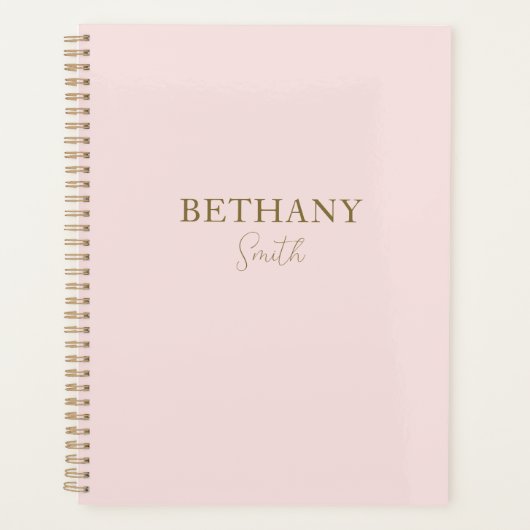 Rosa Goldname Planer (Vorderseite)