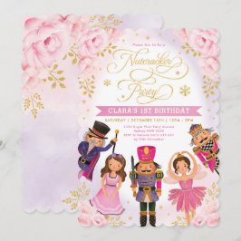 Rosa GoldNutcracker Party Winter Floral Geburtstag Einladung