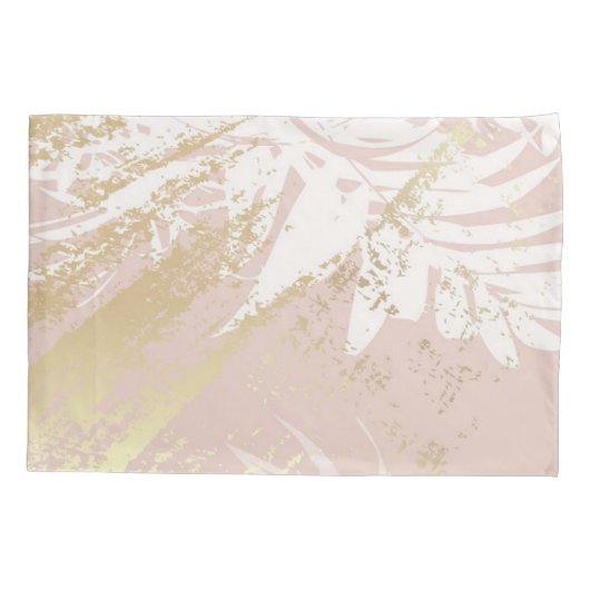 Rosa Goldpalme Blätter Kissenbezug (Rückseite)