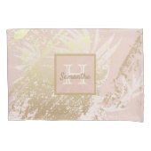 Rosa Goldpalme Blätter Kissenbezug (Vorderseite)