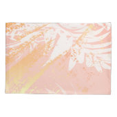 Rosa Goldpalme Blätter Korallen Kissenbezug (Rückseite)