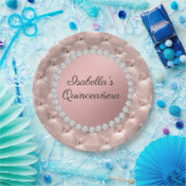 Rosa Goldperlen Quinceañera Foto Pappteller (Party)